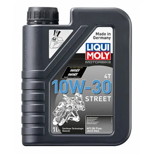 НС-синтетическое моторное масло для 4-тактных мотоциклов LIQUI MOLY Motorbike 4T Street 10W-30 1л.
