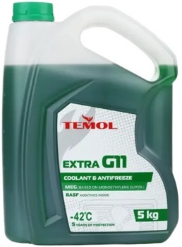 Охолоджуюча рідина TEMOL EXTRA G11 GREEN, 5КГ