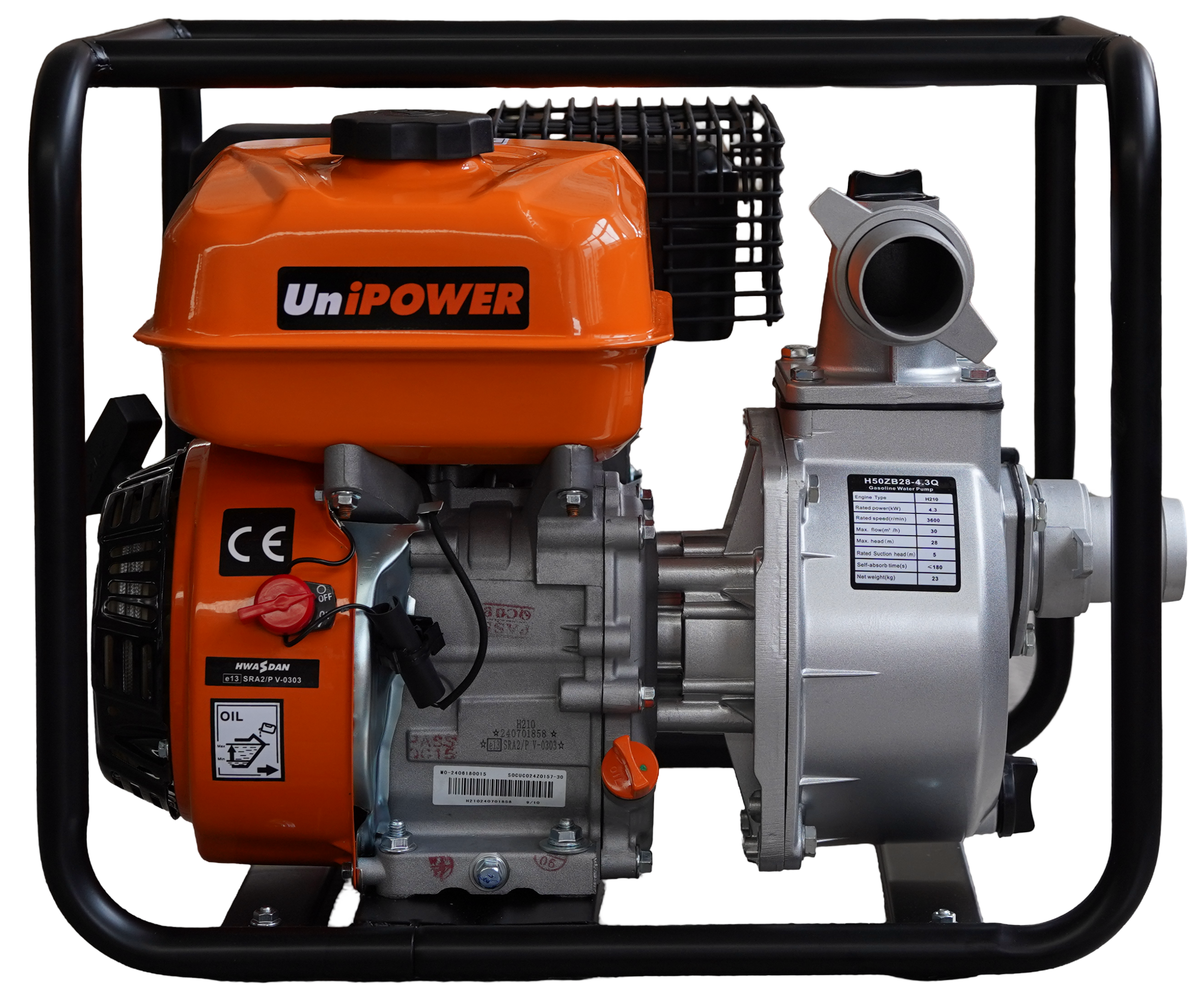 Бензинова мотопомпа UniPOWER H50ZB28-4.3Q (50 мм / 2 дюйма)