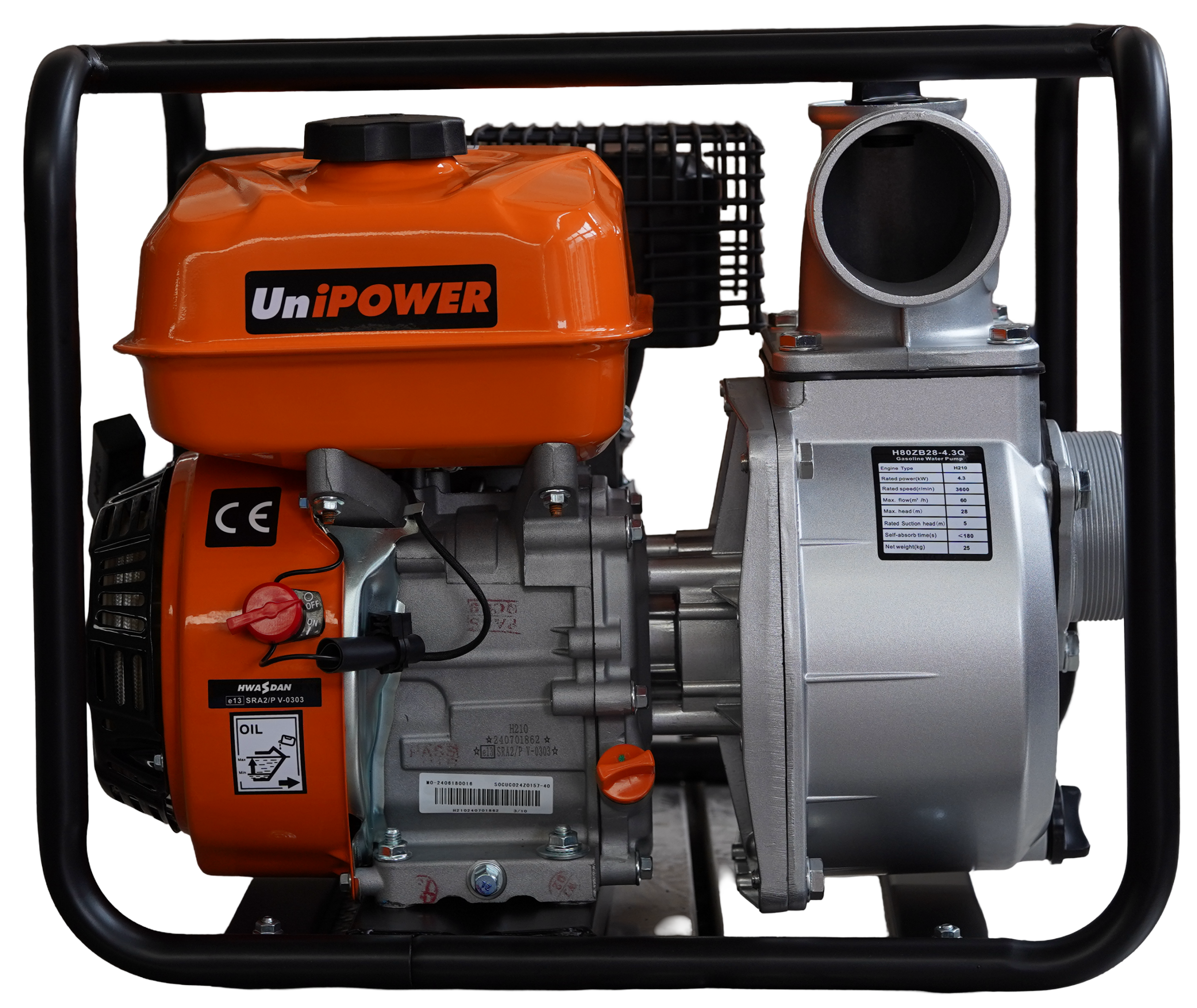 Бензинова мотопомпа UniPOWER H80ZB28-4.3Q (80 мм / 3 дюйма) 